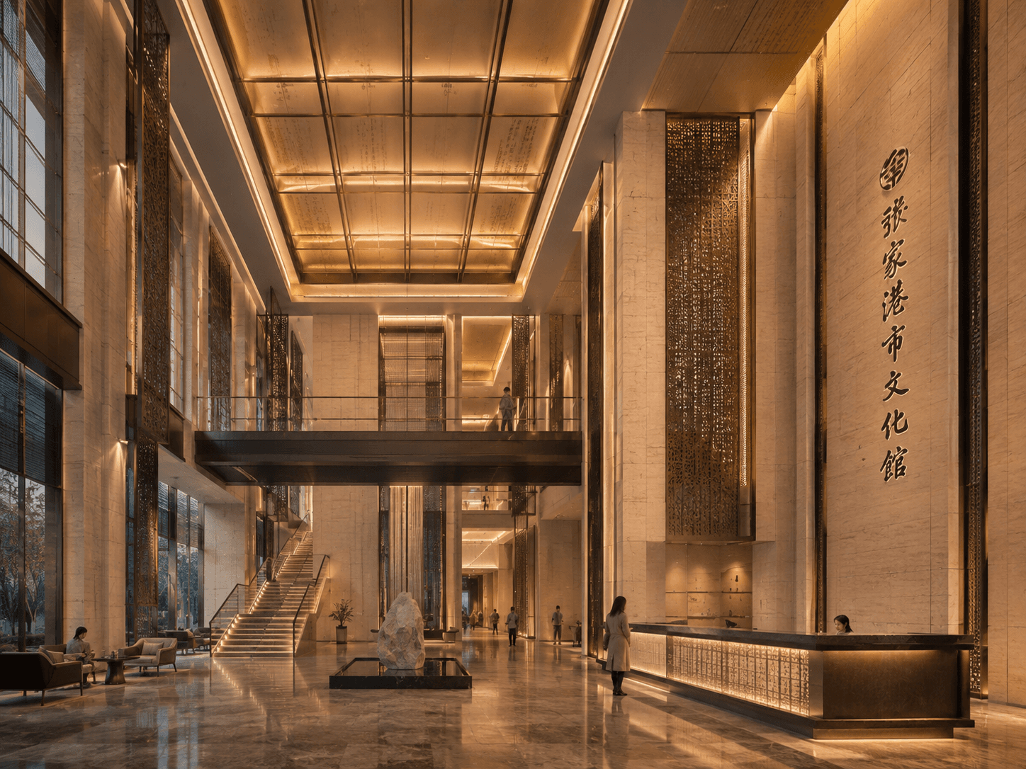 A render of the building's lobby